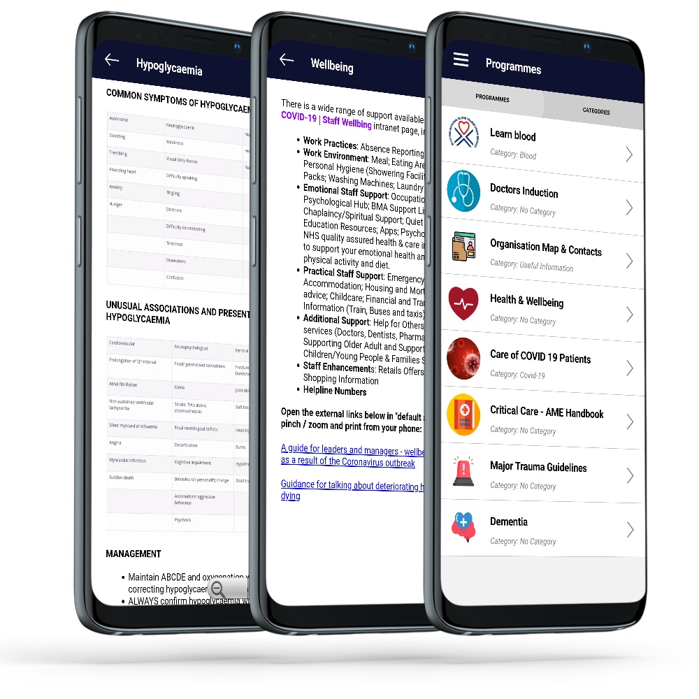 Different programmes deployed to the PlatForms app. Risk management documents and operational checklists displayed on mobile devices